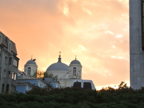 church at sunset